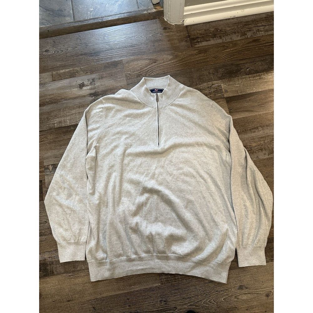 Vineyard Vines Quarter Zip Pullover Mens Medium Heather Gray Casual Mens XL